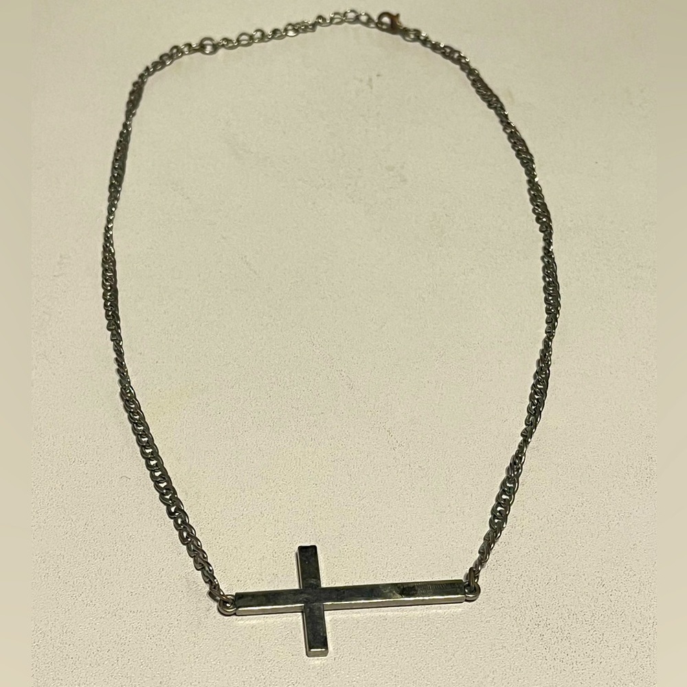 Side lying Crucifix Necklace